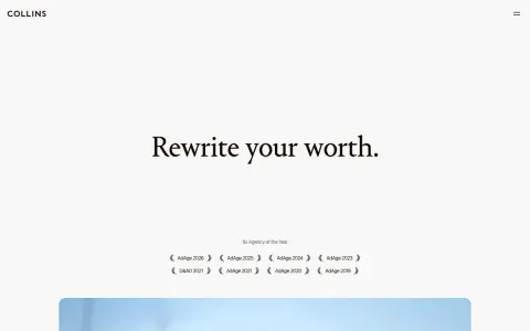 Homepage of COLLINS, a brand and design consultancy