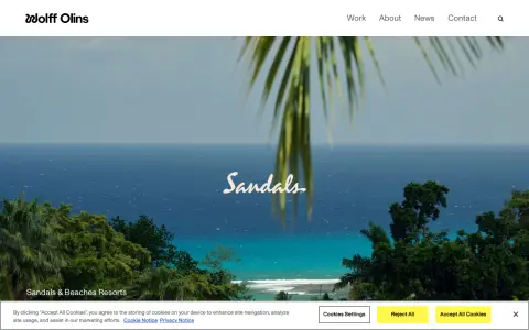 Homepage of Wolff Olins, a global brand consultancy